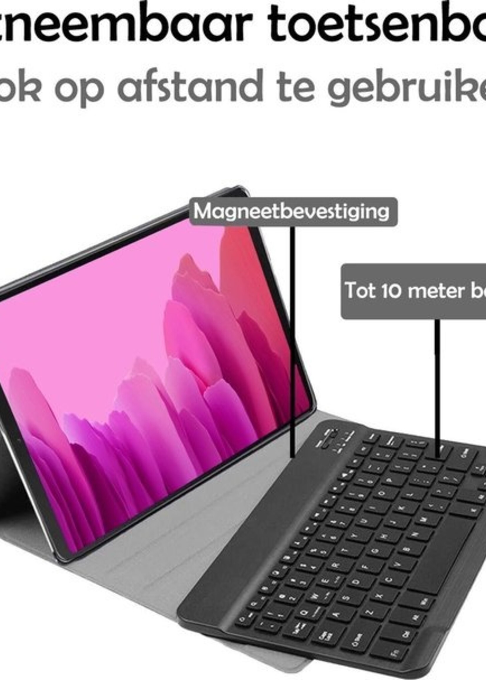 LUQ Hoes Geschikt voor Samsung Galaxy Tab A7 Hoes Keyboard Cover Toetsenbord Hoesje - Hoesje Geschikt voor Samsung Tab A7 Toetsenbord Hoes - Donkerblauw