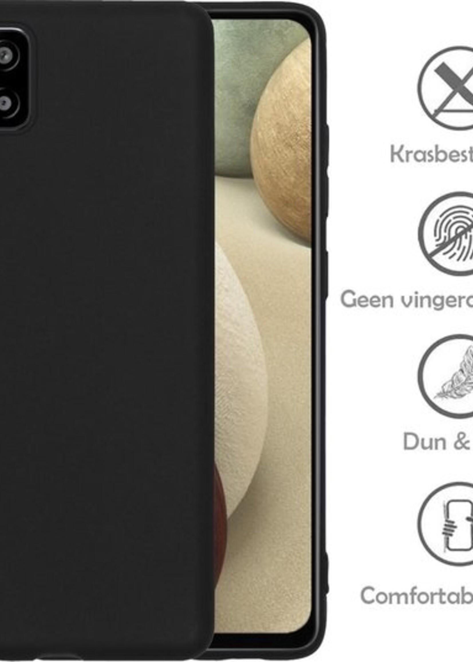 LUQ Hoesje Geschikt voor Samsung A12 Hoesje Siliconen Case - Hoes Geschikt voor Samsung Galaxy A12 Hoes Siliconen - Zwart