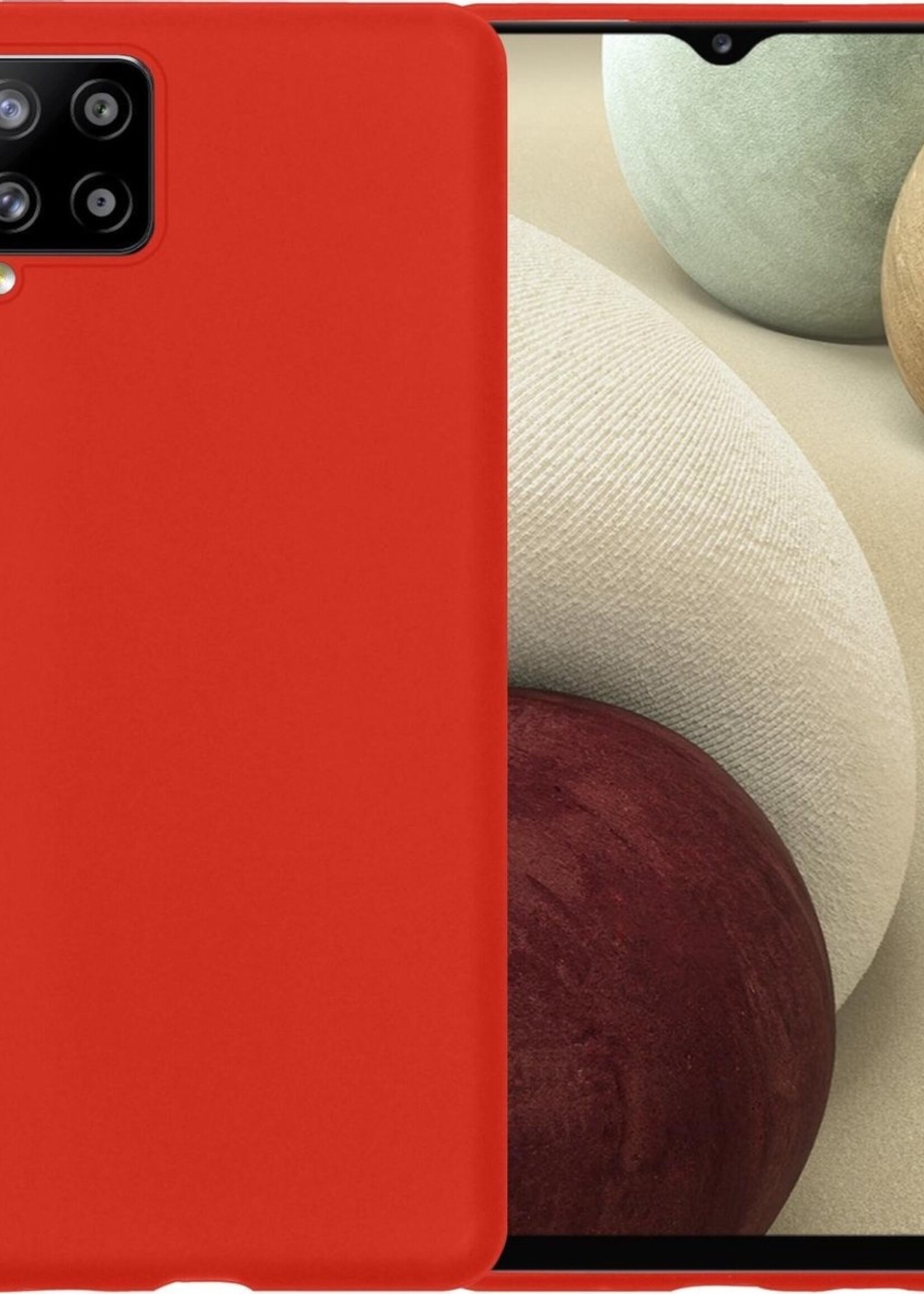 LUQ Hoesje Geschikt voor Samsung A12 Hoesje Siliconen Case - Hoes Geschikt voor Samsung Galaxy A12 Hoes Siliconen - Rood