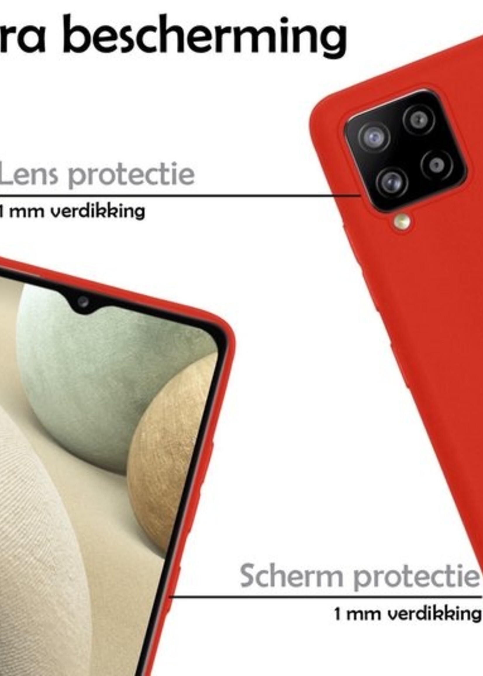 LUQ Hoesje Geschikt voor Samsung A12 Hoesje Siliconen Case - Hoes Geschikt voor Samsung Galaxy A12 Hoes Siliconen - Rood