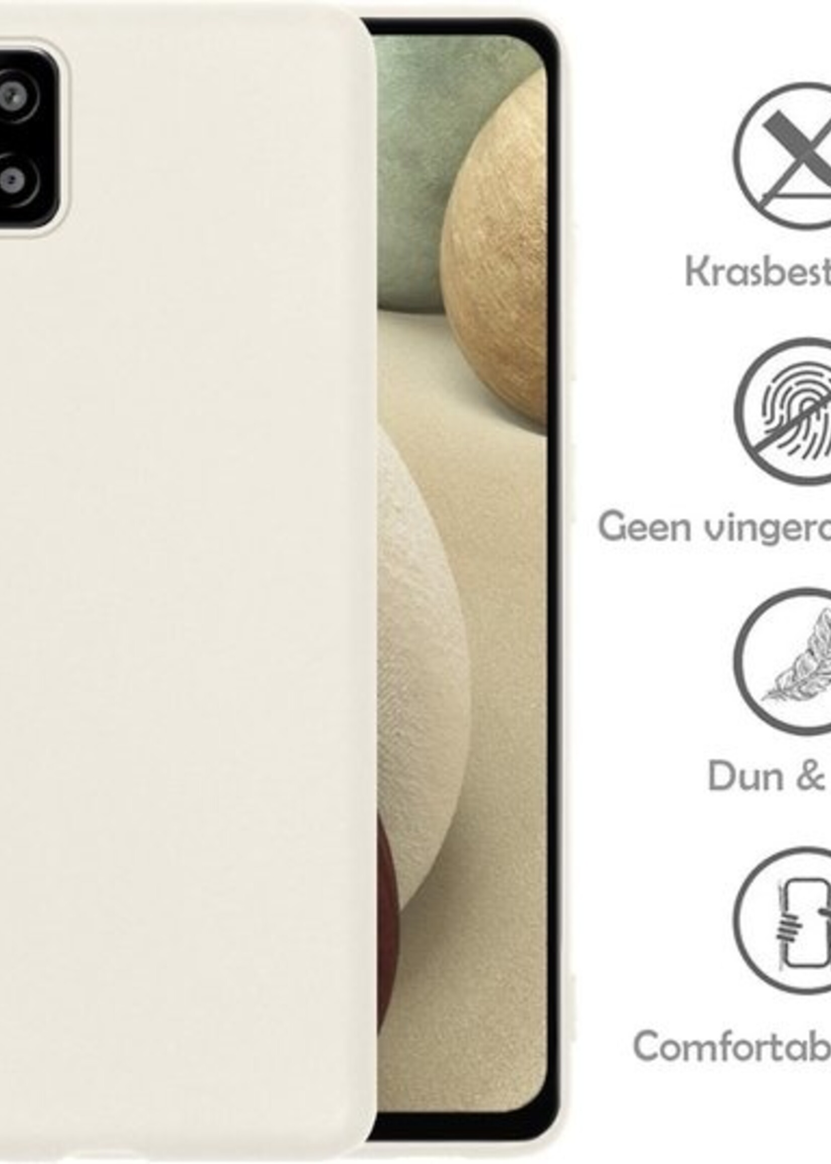 LUQ Hoesje Geschikt voor Samsung A12 Hoesje Siliconen Case - Hoes Geschikt voor Samsung Galaxy A12 Hoes Siliconen - Wit