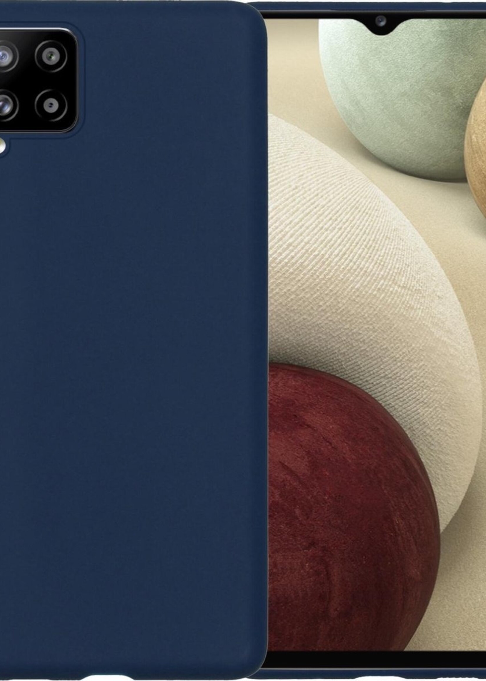 LUQ Hoesje Geschikt voor Samsung A12 Hoesje Siliconen Case - Hoes Geschikt voor Samsung Galaxy A12 Hoes Siliconen - Donkerblauw