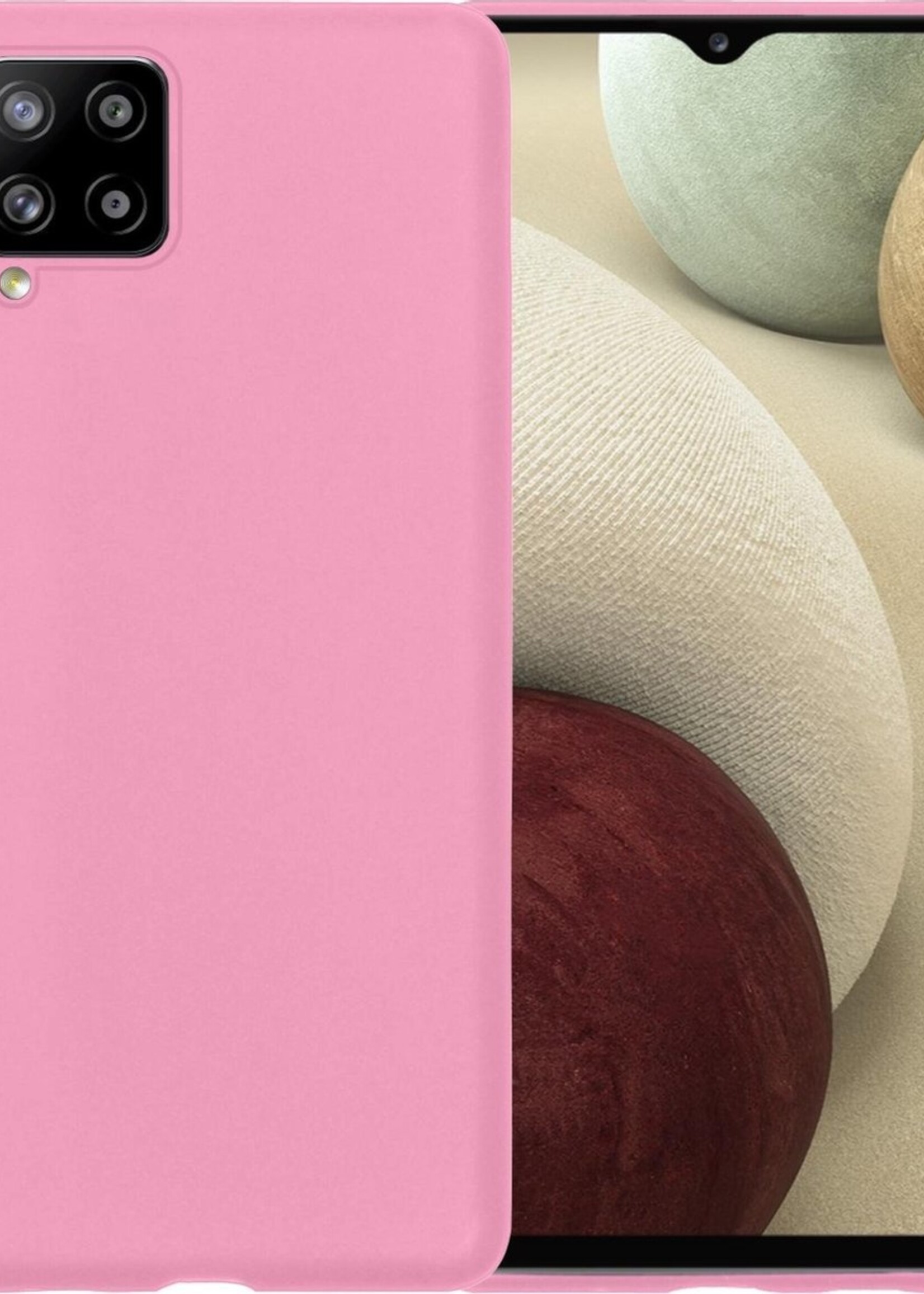 LUQ Hoesje Geschikt voor Samsung A12 Hoesje Siliconen Case - Hoes Geschikt voor Samsung Galaxy A12 Hoes Siliconen - Roze