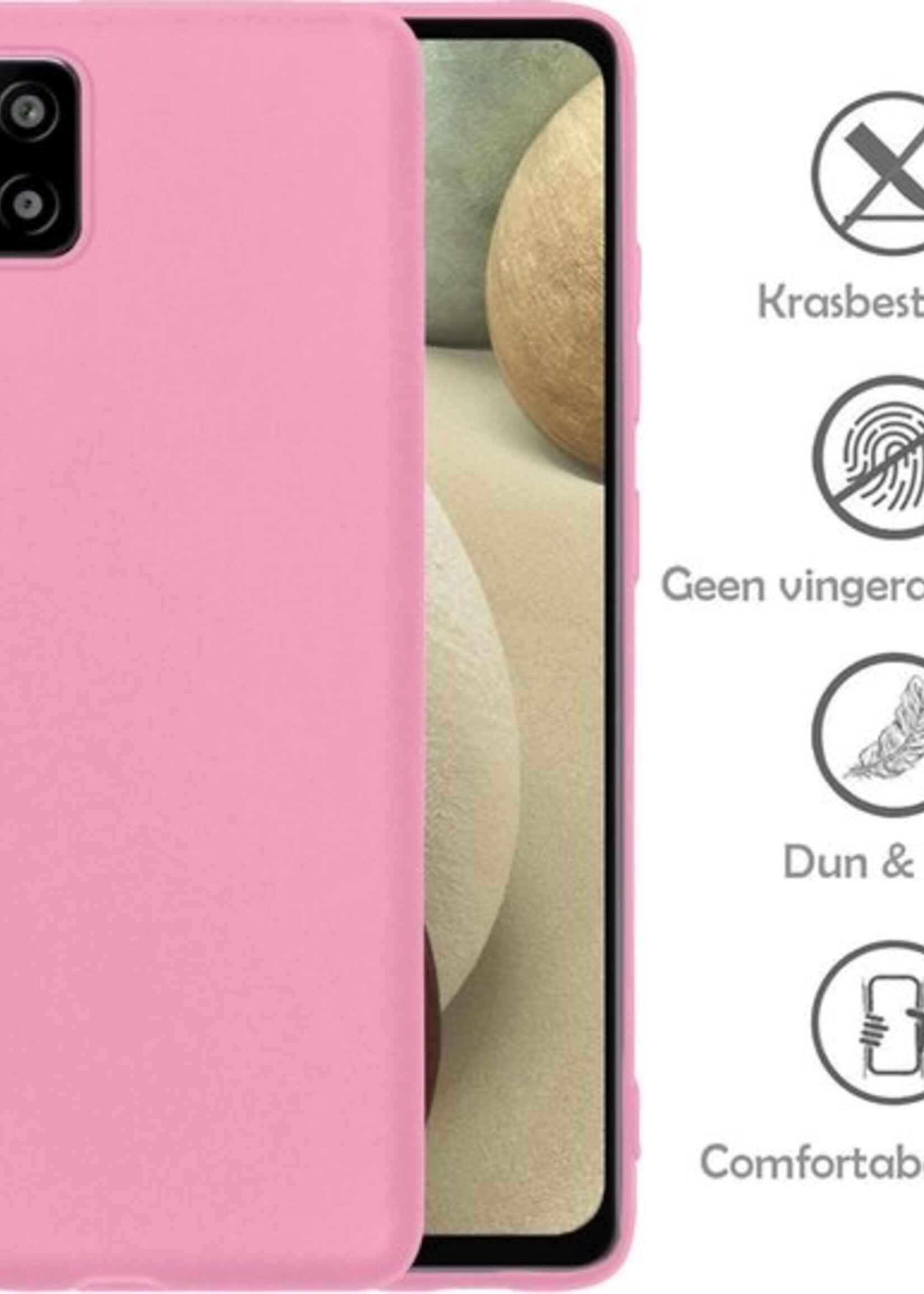 LUQ Hoesje Geschikt voor Samsung A12 Hoesje Siliconen Case - Hoes Geschikt voor Samsung Galaxy A12 Hoes Siliconen - Roze