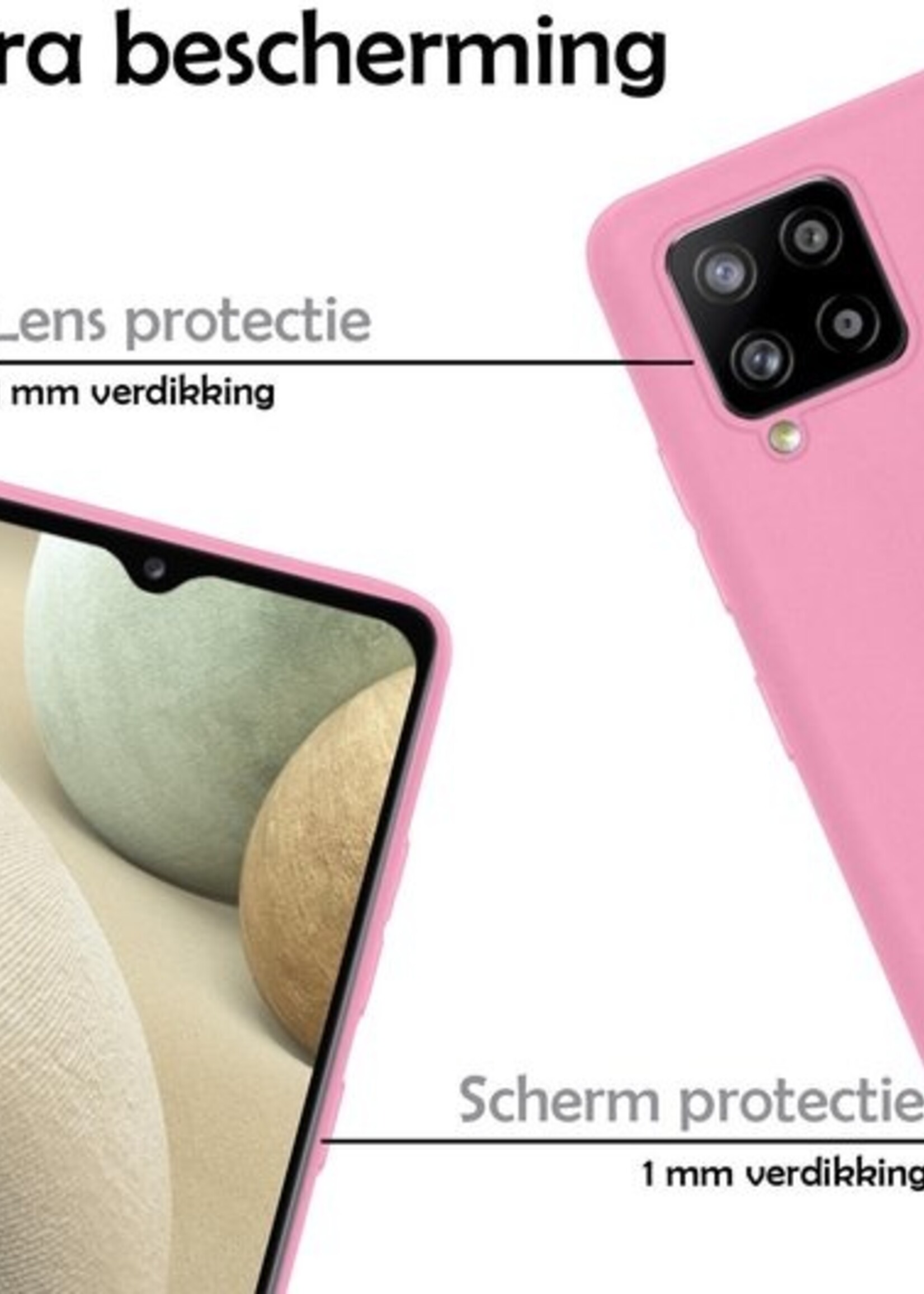 LUQ Hoesje Geschikt voor Samsung A12 Hoesje Siliconen Case - Hoes Geschikt voor Samsung Galaxy A12 Hoes Siliconen - Roze