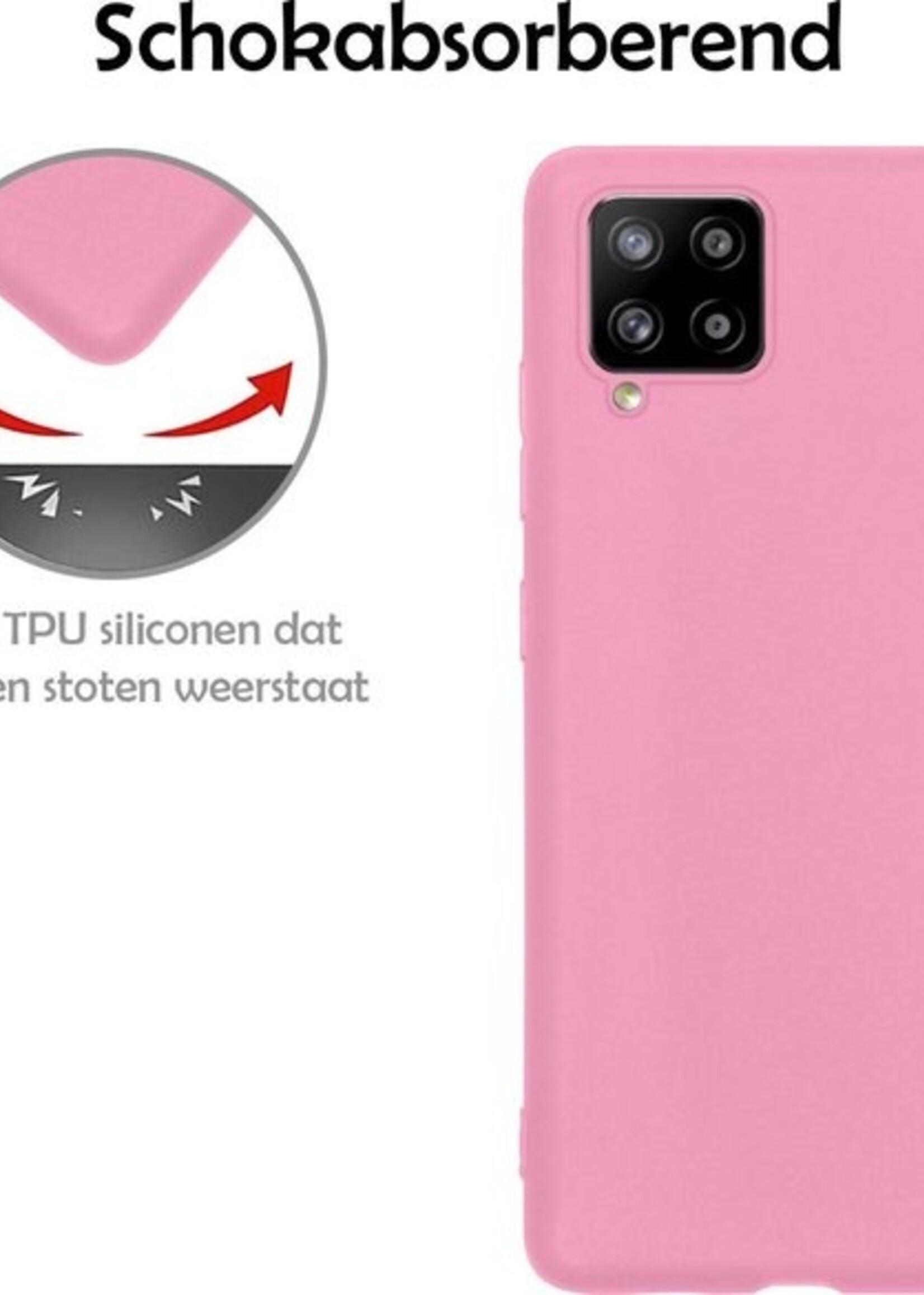 LUQ Hoesje Geschikt voor Samsung A12 Hoesje Siliconen Case - Hoes Geschikt voor Samsung Galaxy A12 Hoes Siliconen - Roze