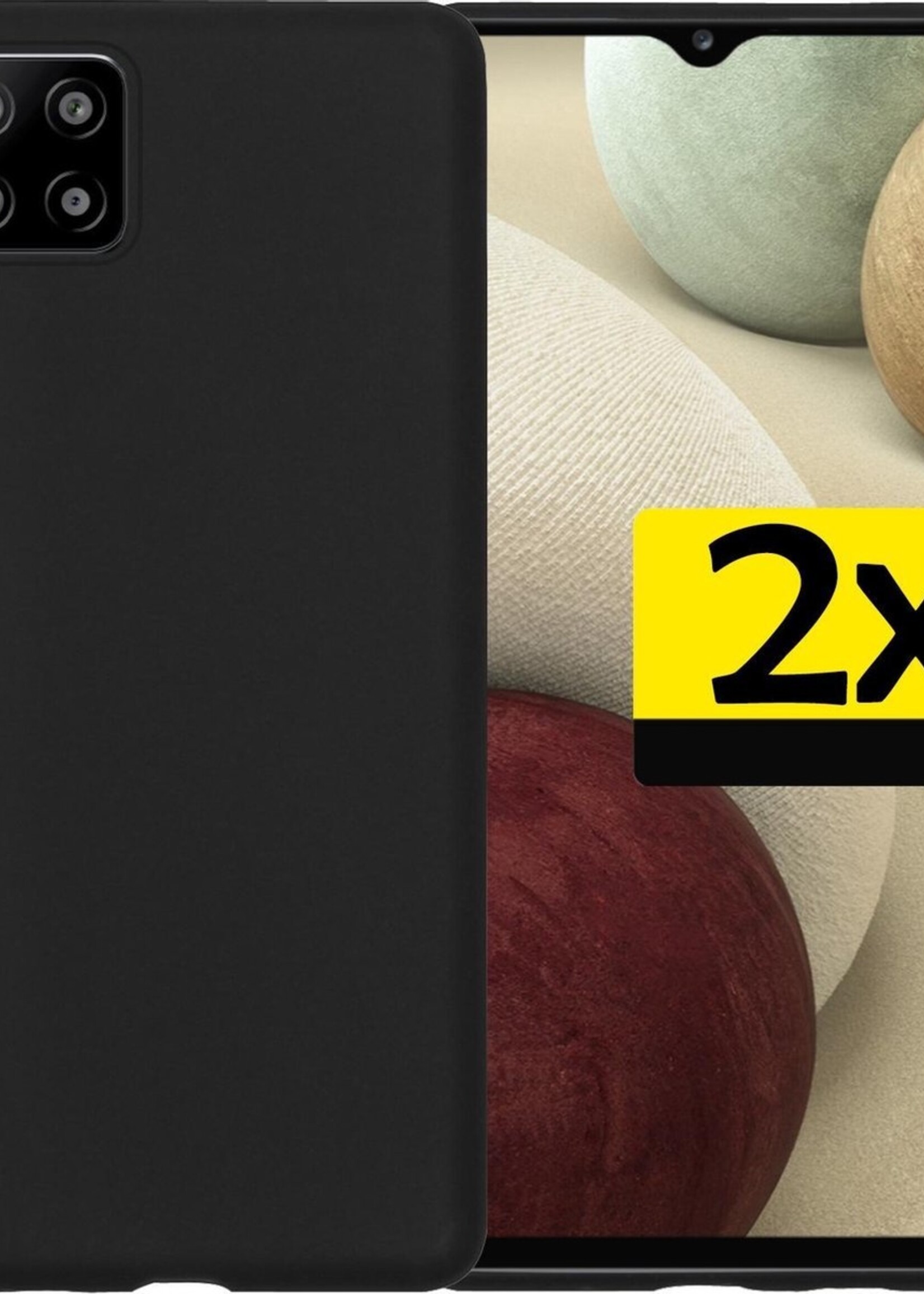 LUQ Hoesje Geschikt voor Samsung A12 Hoesje Siliconen Case - Hoes Geschikt voor Samsung Galaxy A12 Hoes Siliconen - Zwart - 2 Stuks