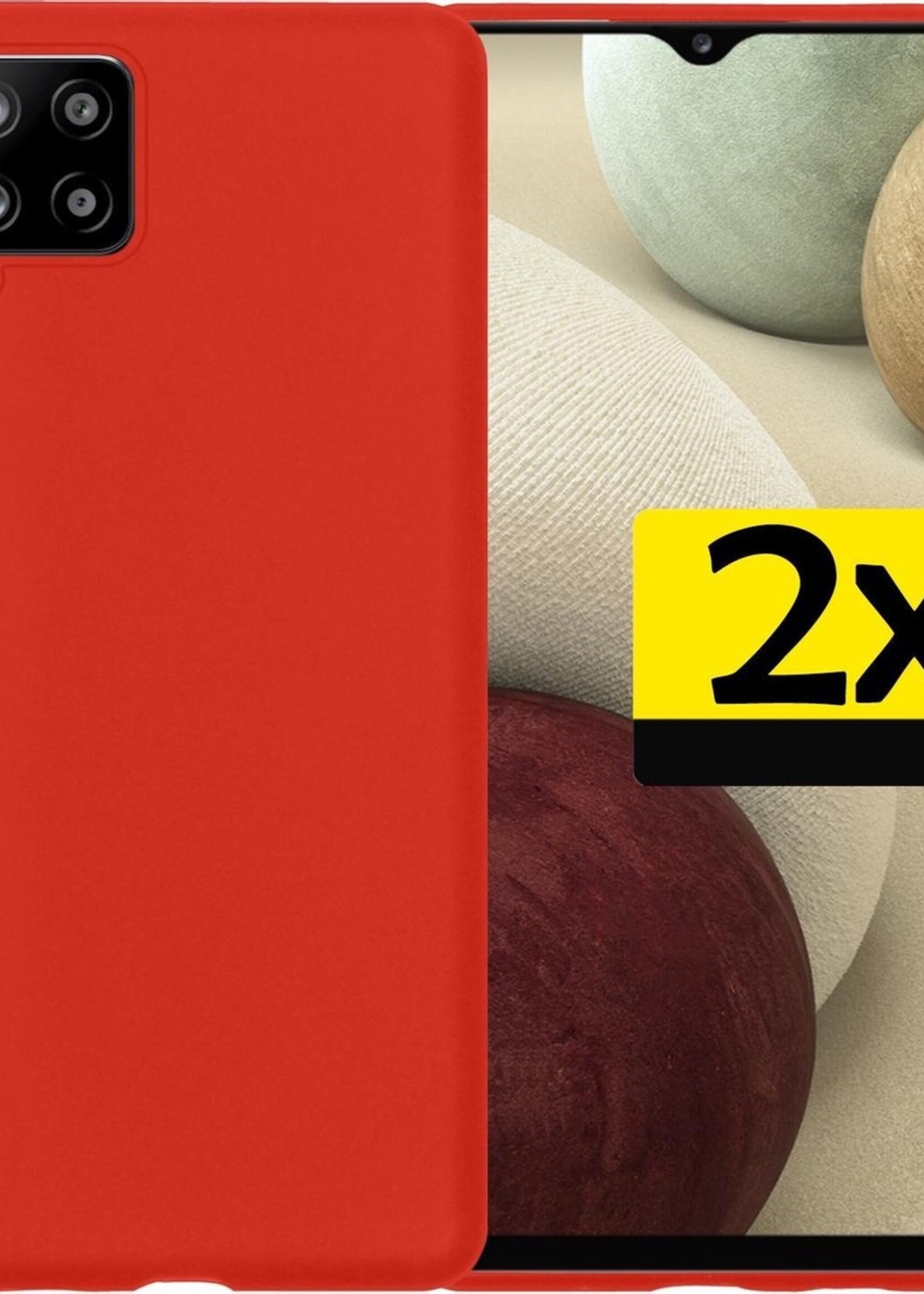 LUQ Hoesje Geschikt voor Samsung A12 Hoesje Siliconen Case - Hoes Geschikt voor Samsung Galaxy A12 Hoes Siliconen - Rood - 2 Stuks