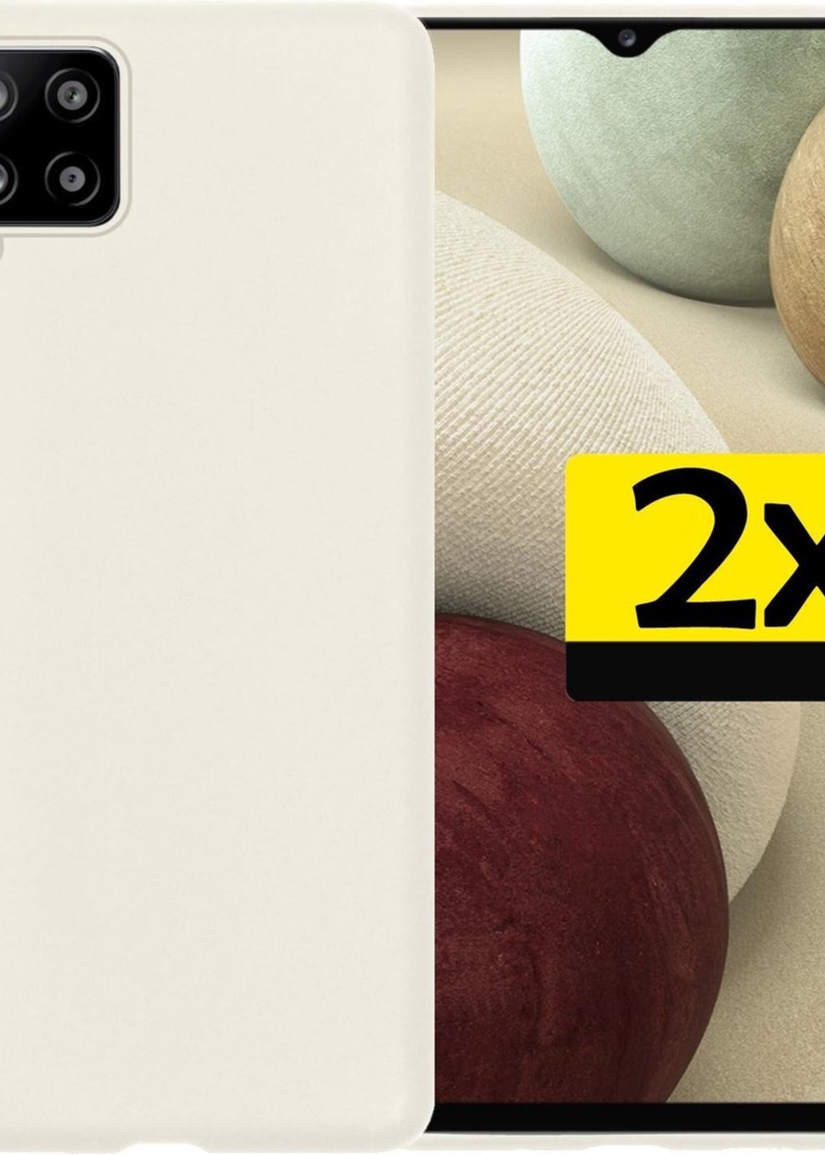 LUQ Hoesje Geschikt voor Samsung A12 Hoesje Siliconen Case - Hoes Geschikt voor Samsung Galaxy A12 Hoes Siliconen - Wit - 2 Stuks