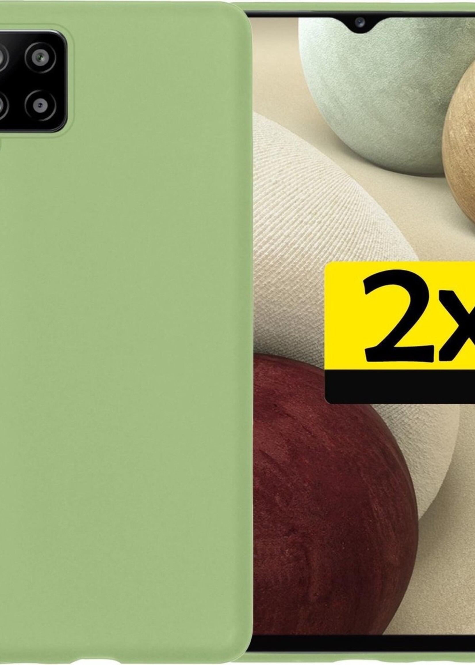 LUQ Hoesje Geschikt voor Samsung A12 Hoesje Siliconen Case - Hoes Geschikt voor Samsung Galaxy A12 Hoes Siliconen - Groen - 2 Stuks
