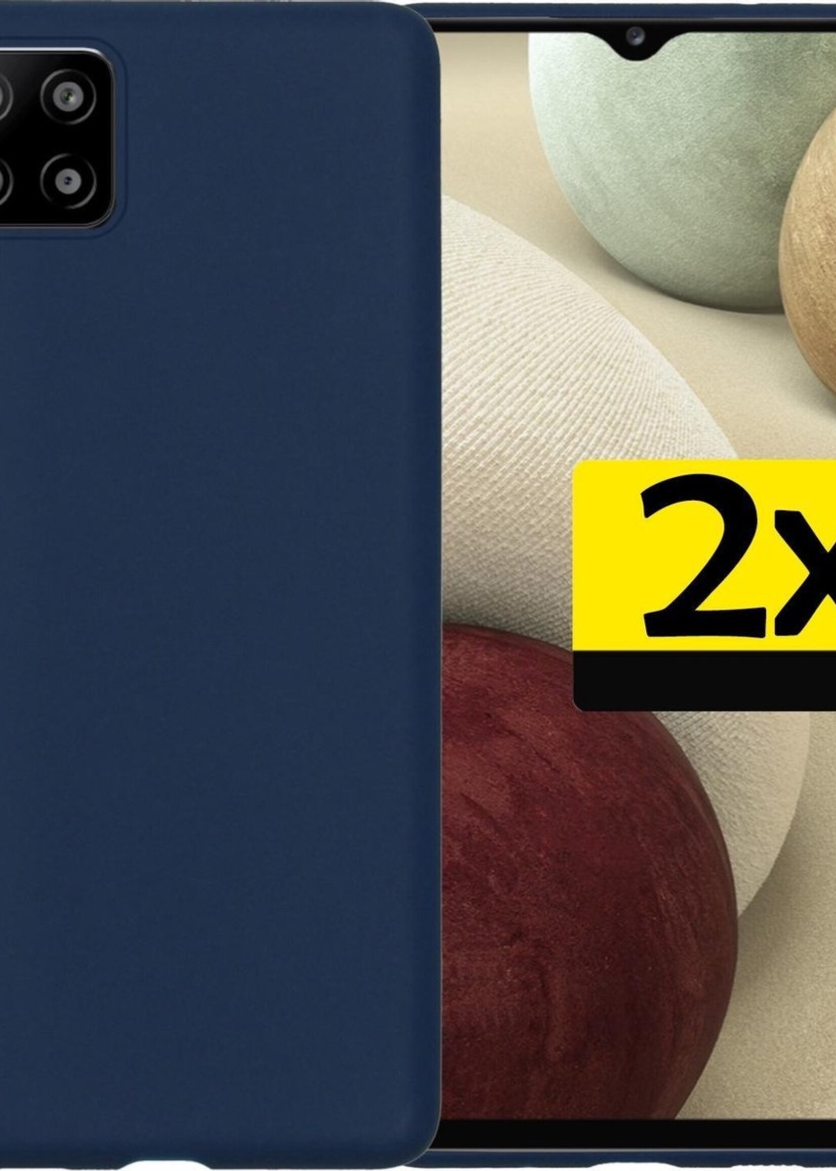 LUQ Hoesje Geschikt voor Samsung A12 Hoesje Siliconen Case - Hoes Geschikt voor Samsung Galaxy A12 Hoes Siliconen - Donkerblauw - 2 Stuks