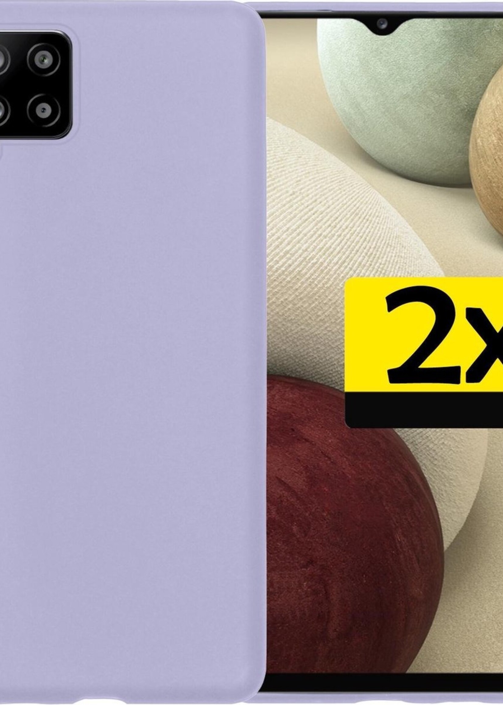 LUQ Hoesje Geschikt voor Samsung A12 Hoesje Siliconen Case - Hoes Geschikt voor Samsung Galaxy A12 Hoes Siliconen - Lila - 2 Stuks