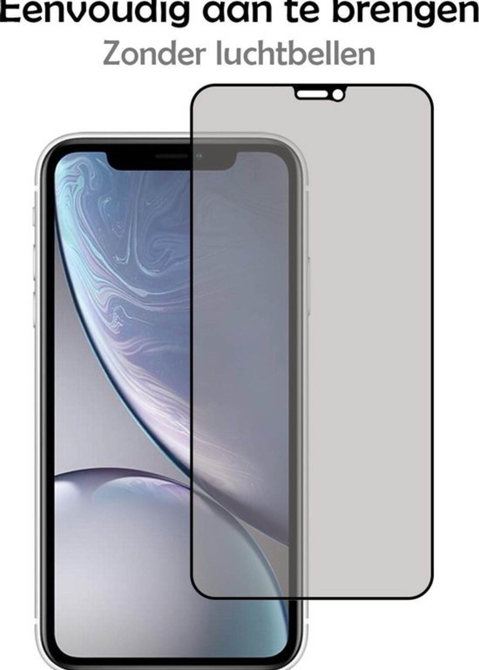 LUQ Screenprotector Geschikt voor iPhone XR Privacy Screenprotector Bescherm Glas - Privacy Screenprotector Geschikt voor iPhone XR Screenprotector Glas