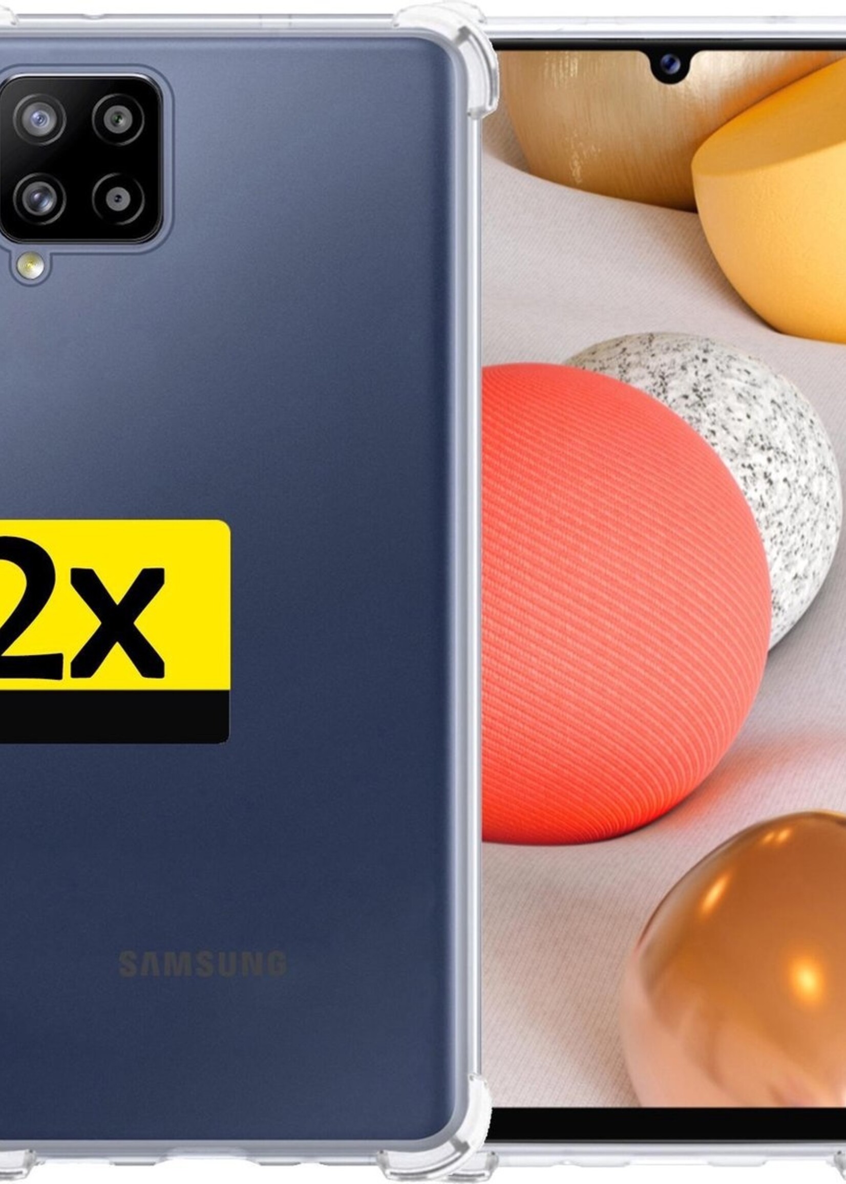 LUQ Hoesje Geschikt voor Samsung A42 Hoesje Shockproof Case Siliconen - Hoes Geschikt voor Samsung Galaxy A42 Hoes Cover Siliconen - Transparant - 2 Stuks