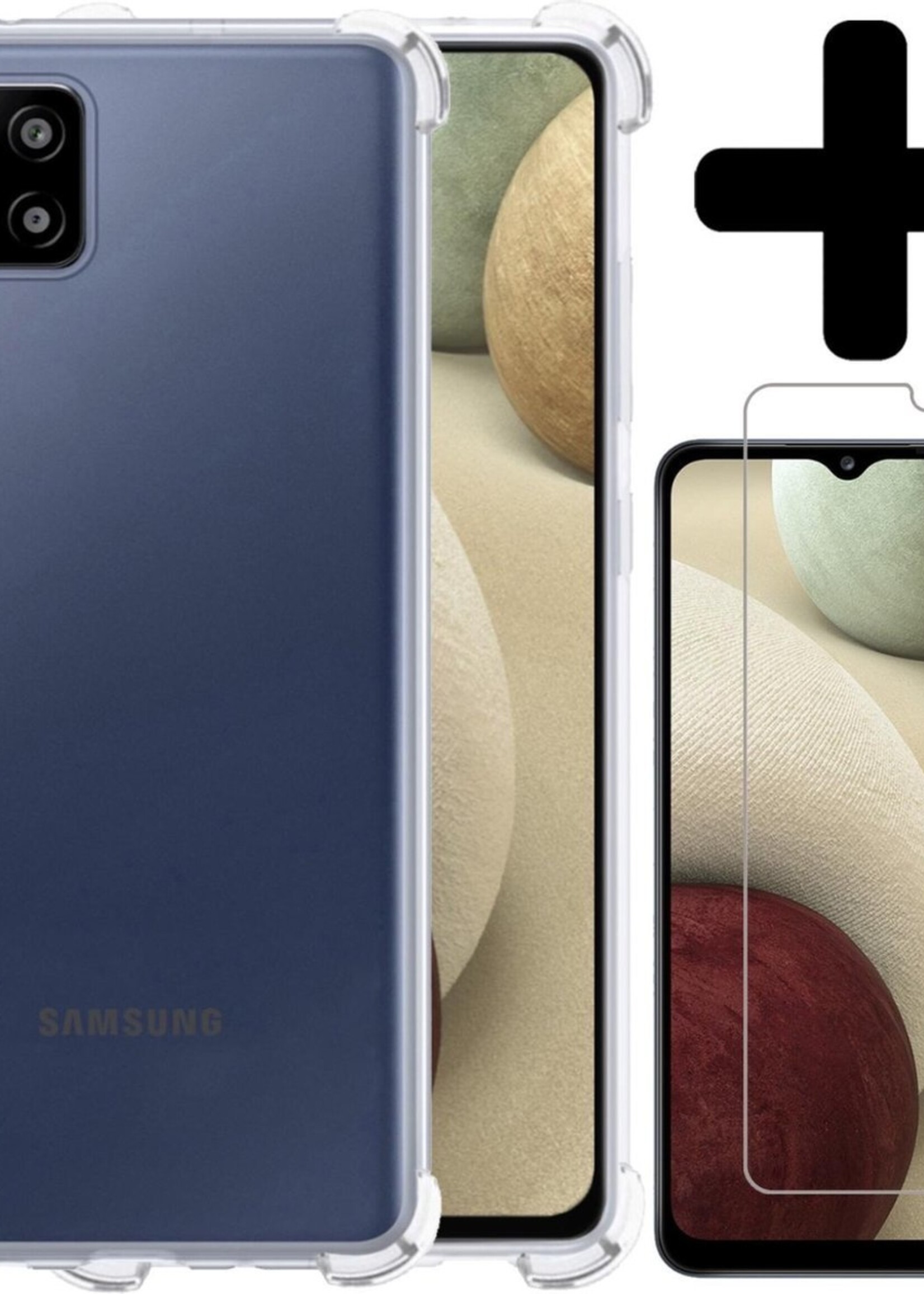 LUQ Hoesje Geschikt voor Samsung A12 Hoesje Shockproof Case Siliconen Met Screenprotector - Hoes Geschikt voor Samsung Galaxy A12 Hoes Cover Siliconen - Transparant