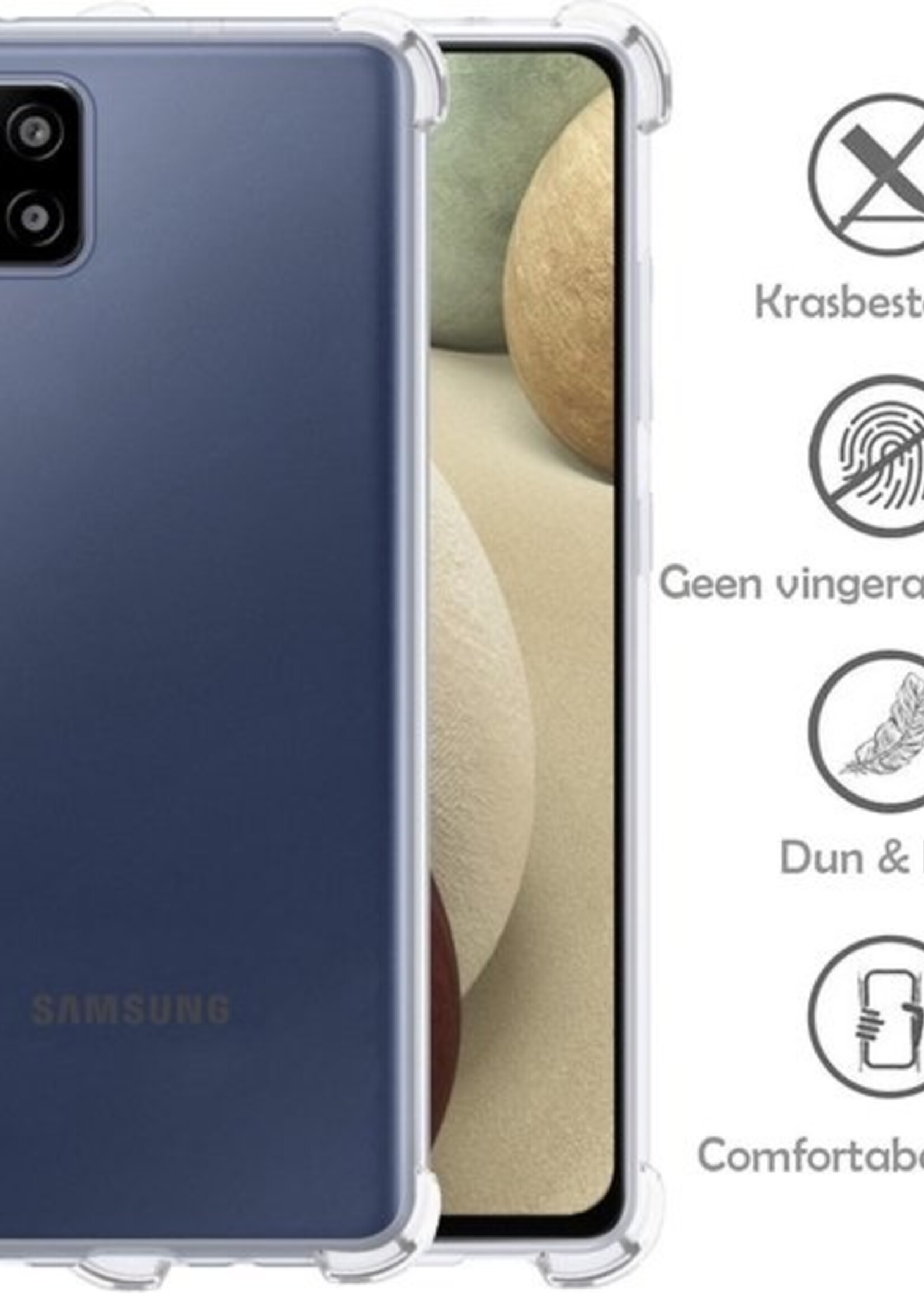 LUQ Hoesje Geschikt voor Samsung A12 Hoesje Shockproof Case Siliconen Met Screenprotector - Hoes Geschikt voor Samsung Galaxy A12 Hoes Cover Siliconen - Transparant