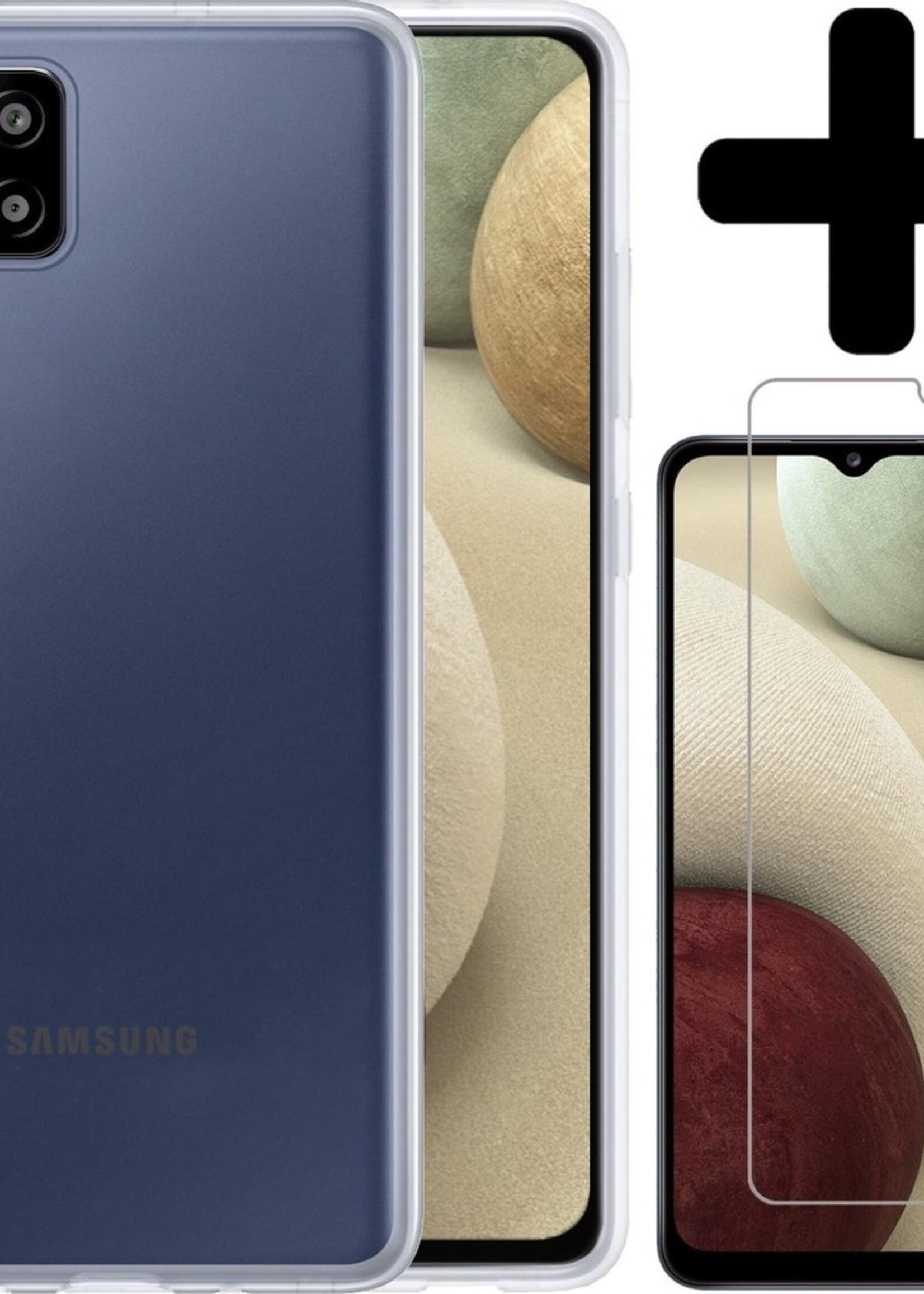 LUQ Hoesje Geschikt voor Samsung A12 Hoesje Siliconen Case Met Screenprotector - Hoes Geschikt voor Samsung Galaxy A12 Hoes Siliconen - Transparant