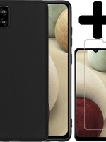 LUQ LUQ Samsung Galaxy A12 hoesje siliconen zwart + screenprotector
