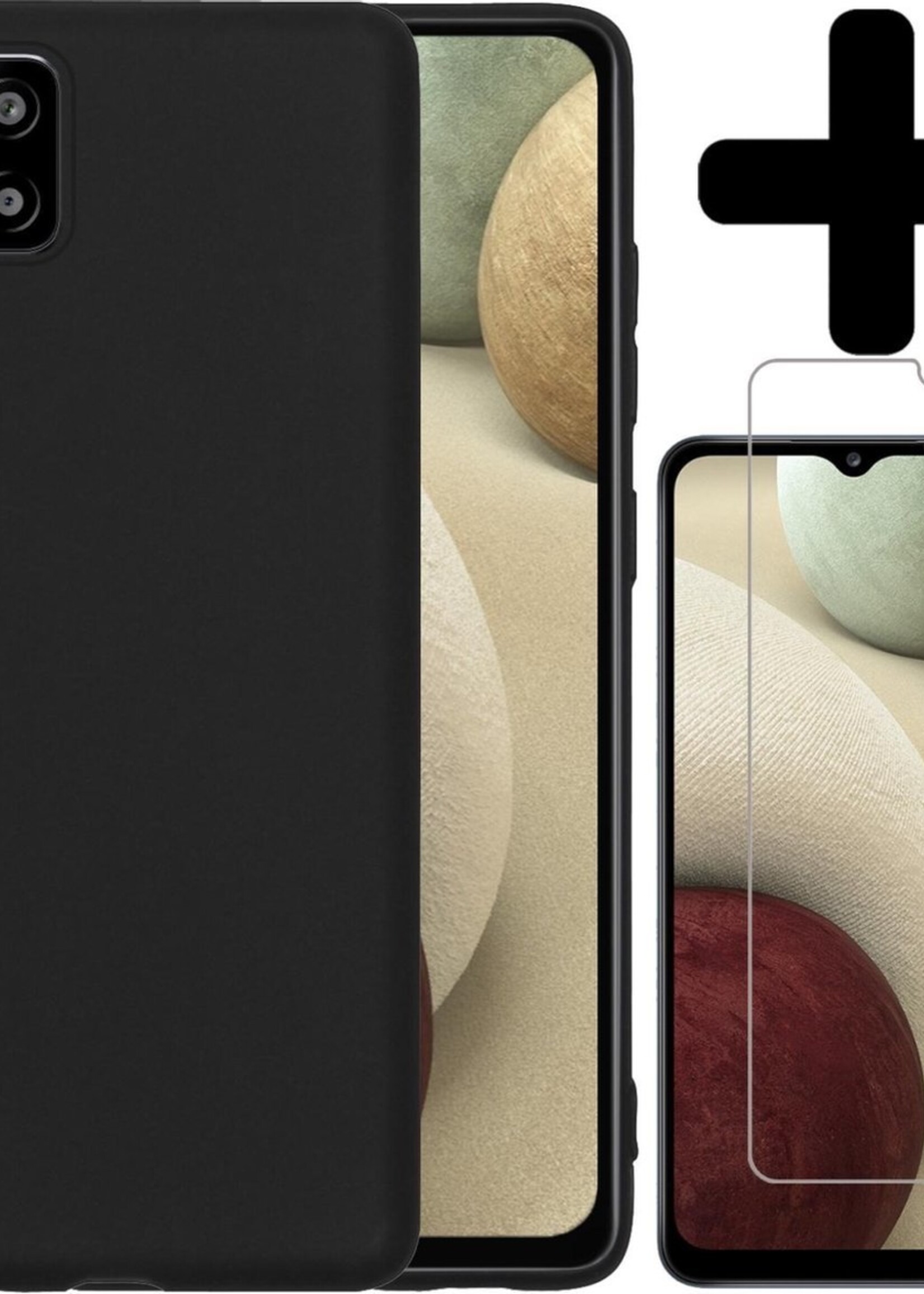 LUQ Hoesje Geschikt voor Samsung A12 Hoesje Siliconen Case Met Screenprotector - Hoes Geschikt voor Samsung Galaxy A12 Hoes Siliconen - Zwart