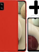 LUQ LUQ Samsung Galaxy A12 hoesje siliconen rood + screenprotector