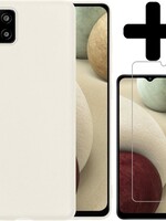 LUQ LUQ Samsung Galaxy A12 hoesje siliconen wit + screenprotector