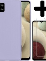 LUQ LUQ Samsung Galaxy A12 hoesje siliconen lila + screenprotector