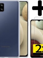 LUQ LUQ Samsung Galaxy A12 hoesje siliconen transparant + 2x screenprotector
