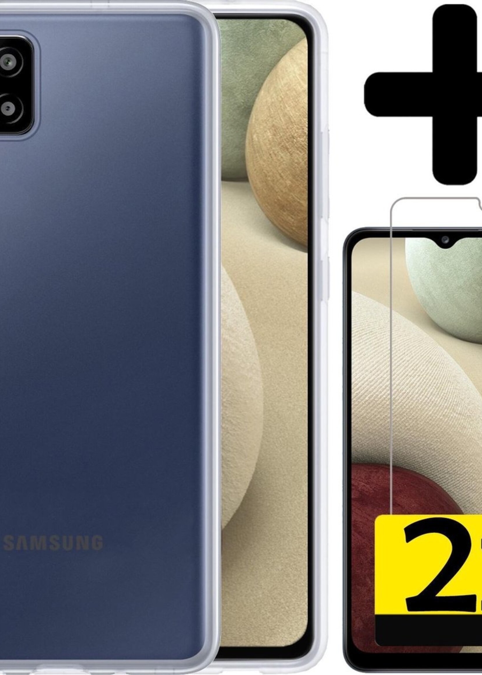 LUQ Hoesje Geschikt voor Samsung A12 Hoesje Siliconen Case Met 2x Screenprotector - Hoes Geschikt voor Samsung Galaxy A12 Hoes Siliconen - Transparant