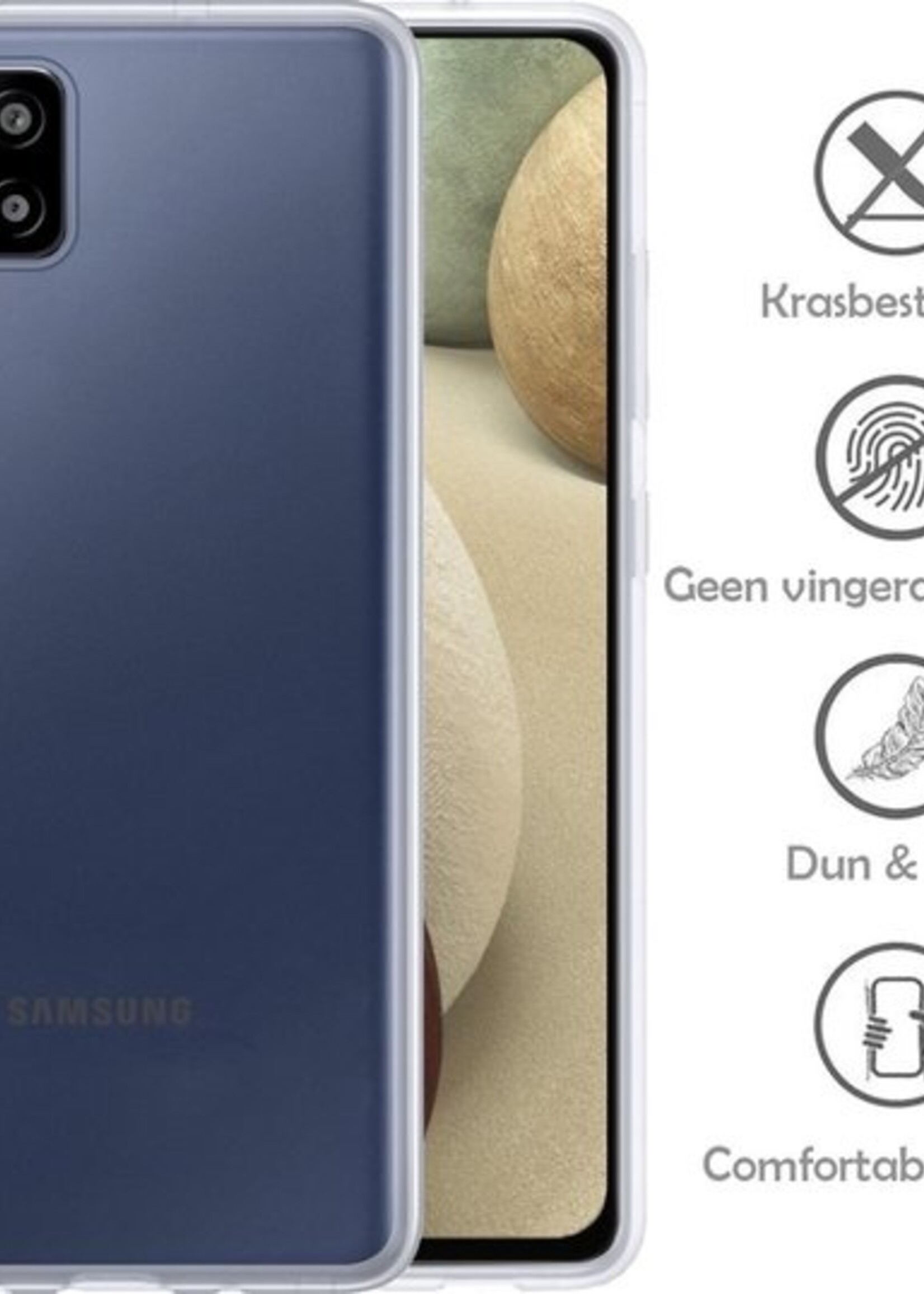 LUQ Hoesje Geschikt voor Samsung A12 Hoesje Siliconen Case Met 2x Screenprotector - Hoes Geschikt voor Samsung Galaxy A12 Hoes Siliconen - Transparant