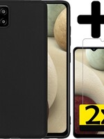 LUQ LUQ Samsung Galaxy A12 hoesje siliconen zwart + 2x screenprotector