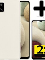 LUQ LUQ Samsung Galaxy A12 hoesje siliconen wit + 2x screenprotector