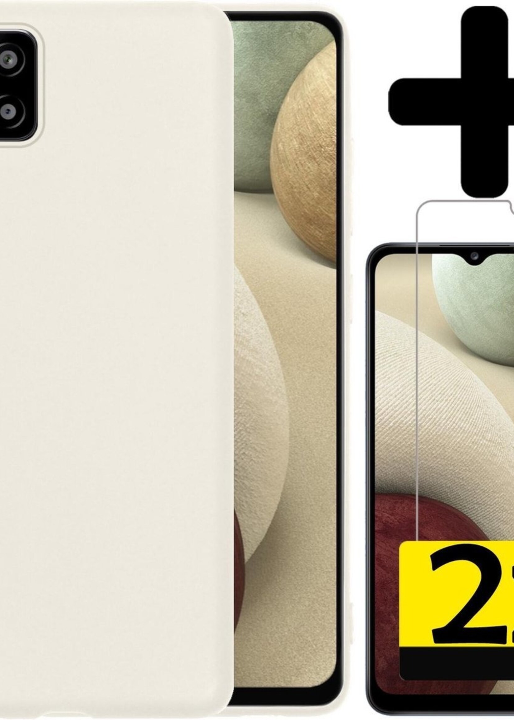LUQ Hoesje Geschikt voor Samsung A12 Hoesje Siliconen Case Met 2x Screenprotector - Hoes Geschikt voor Samsung Galaxy A12 Hoes Siliconen - Wit