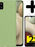 LUQ LUQ Samsung Galaxy A12 hoesje siliconen groen + 2x screenprotector
