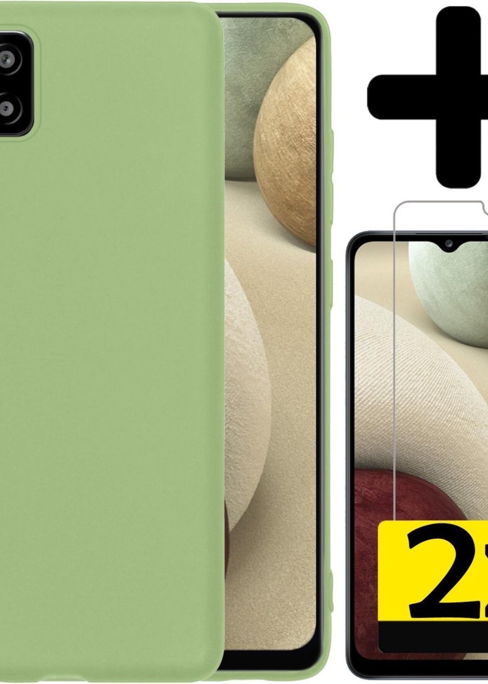 LUQ Hoesje Geschikt voor Samsung A12 Hoesje Siliconen Case Met 2x Screenprotector - Hoes Geschikt voor Samsung Galaxy A12 Hoes Siliconen - Groen