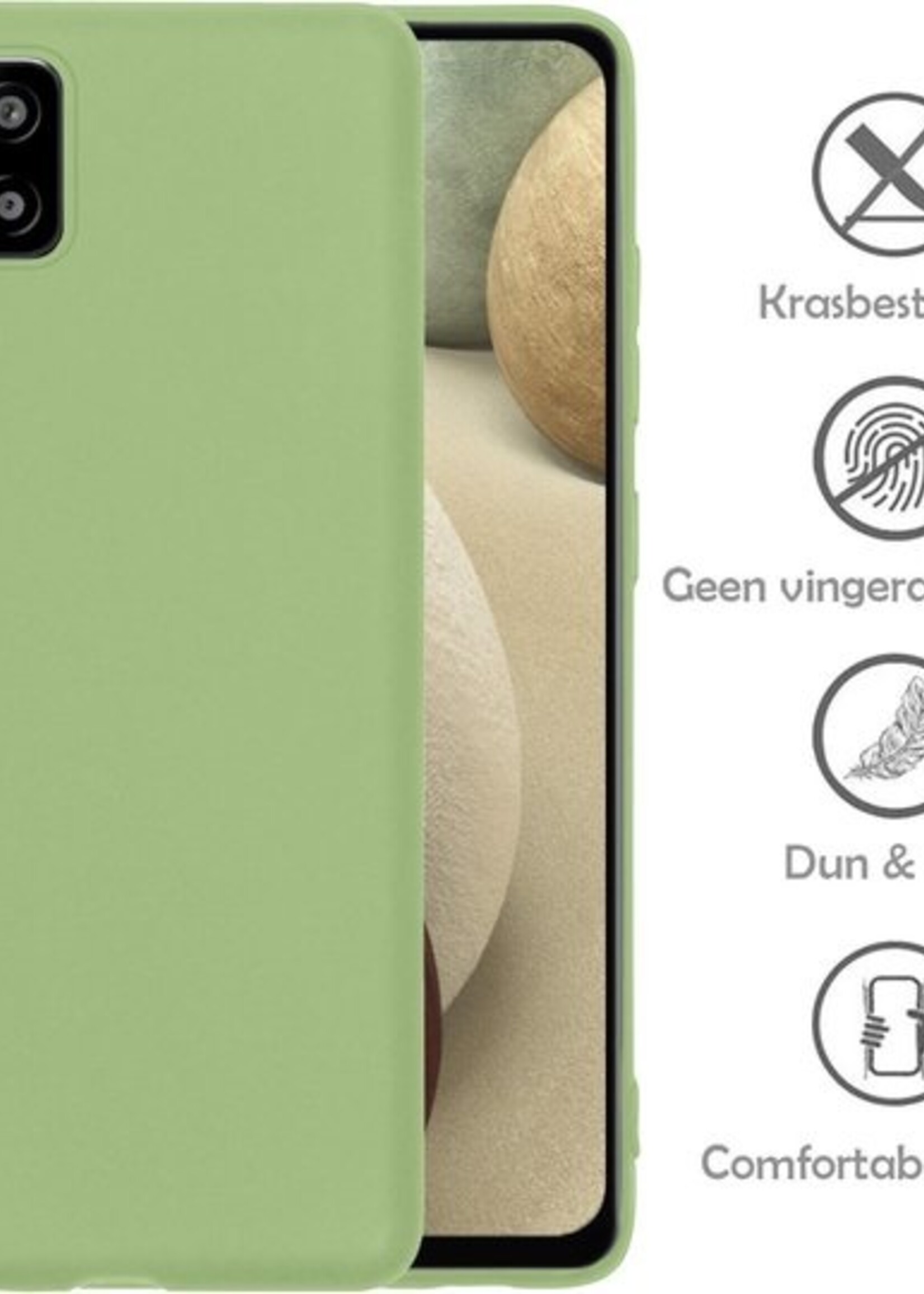 LUQ Hoesje Geschikt voor Samsung A12 Hoesje Siliconen Case Met 2x Screenprotector - Hoes Geschikt voor Samsung Galaxy A12 Hoes Siliconen - Groen