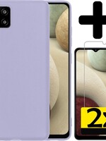 LUQ LUQ Samsung Galaxy A12 hoesje siliconen lila + 2x screenprotector