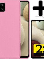 LUQ LUQ Samsung Galaxy A12 hoesje siliconen lichtroze + 2x screenprotector