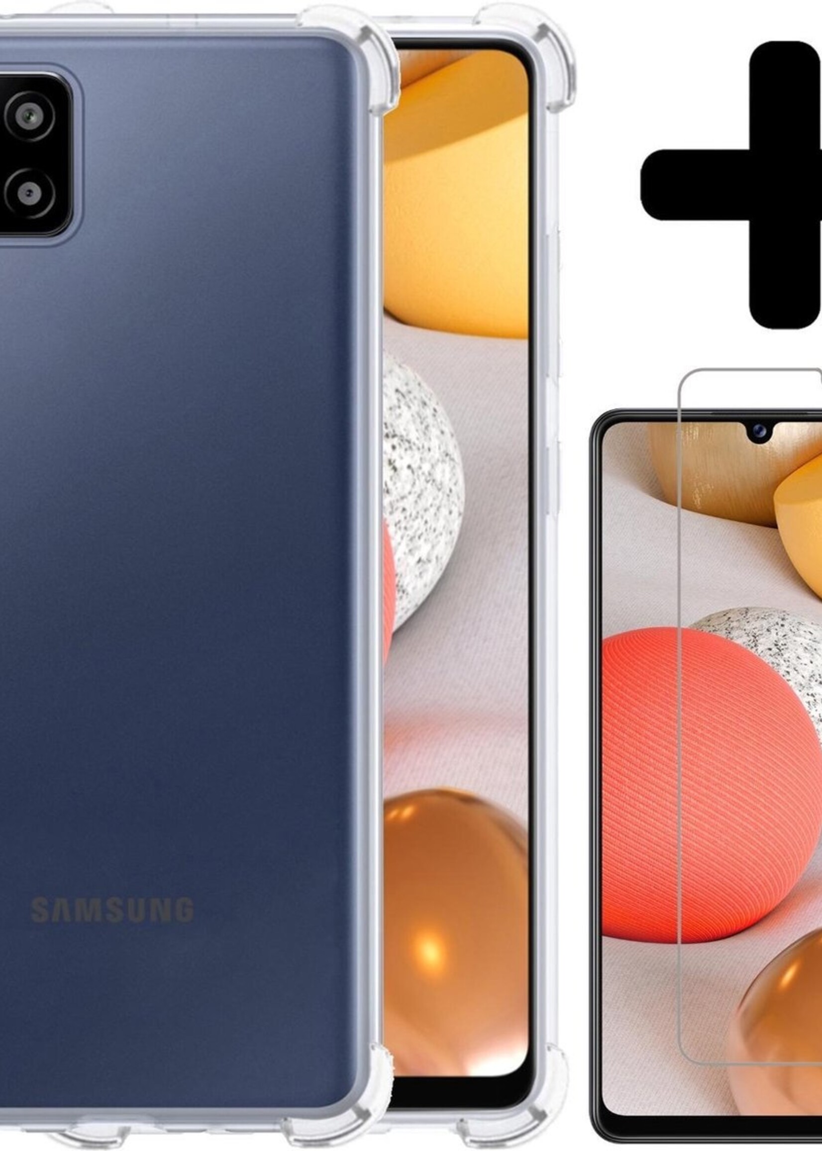 LUQ Hoesje Geschikt voor Samsung A42 Hoesje Shockproof Case Siliconen Met Screenprotector - Hoes Geschikt voor Samsung Galaxy A42 Hoes Cover Siliconen - Transparant