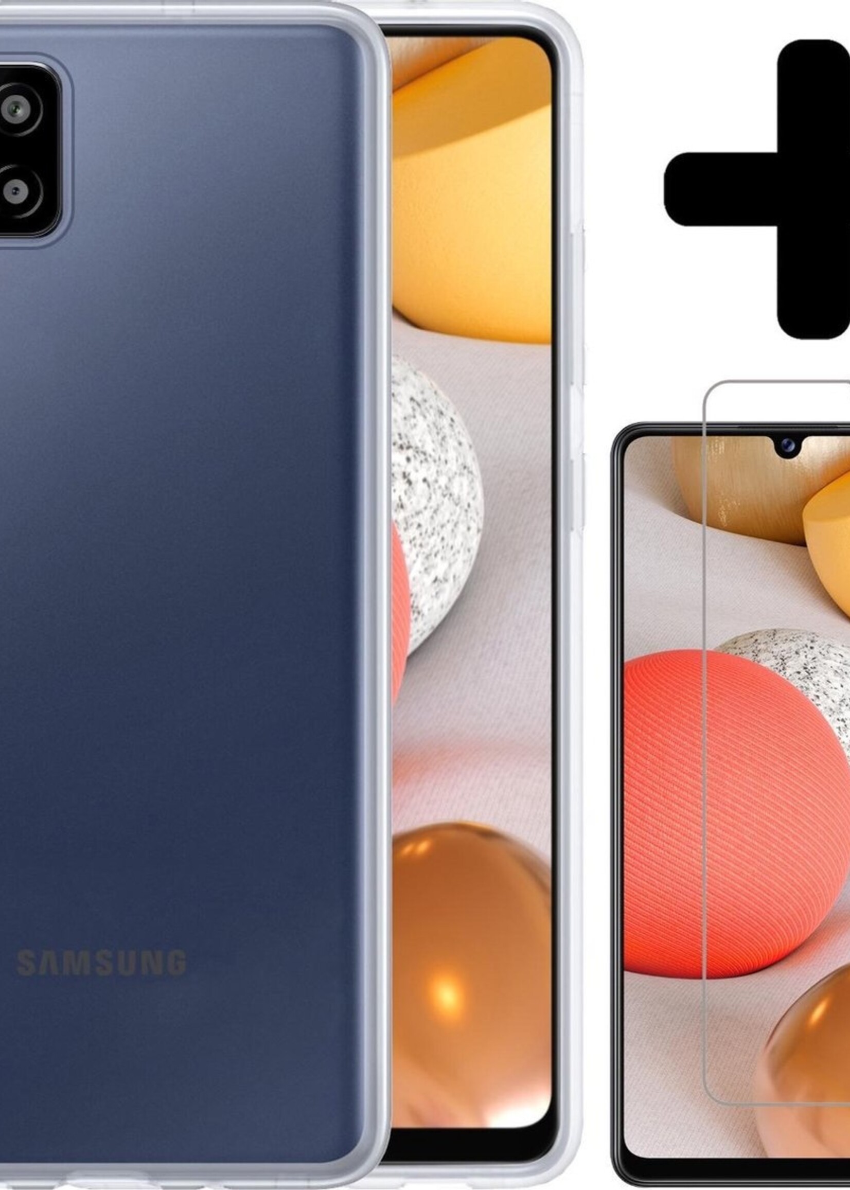 LUQ Hoesje Geschikt voor Samsung A42 Hoesje Siliconen Case Met Screenprotector - Hoes Geschikt voor Samsung Galaxy A42 Hoes Siliconen - Transparant