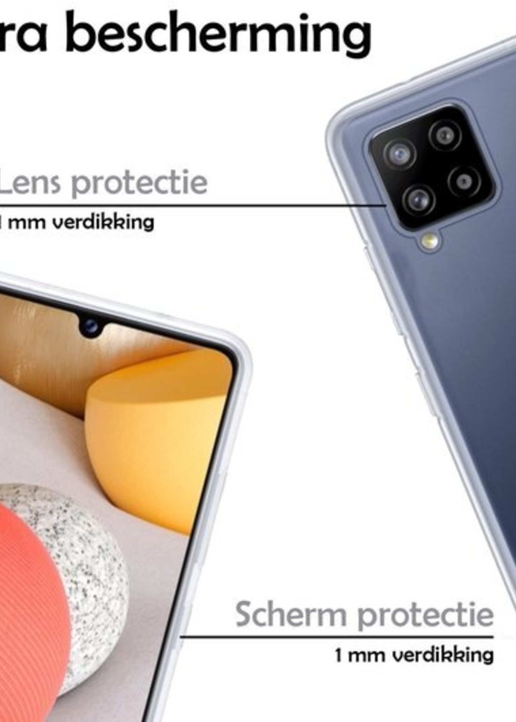 LUQ Hoesje Geschikt voor Samsung A42 Hoesje Siliconen Case Met Screenprotector - Hoes Geschikt voor Samsung Galaxy A42 Hoes Siliconen - Transparant