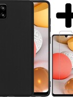 LUQ LUQ Samsung Galaxy A42 hoesje siliconen zwart + screenprotector
