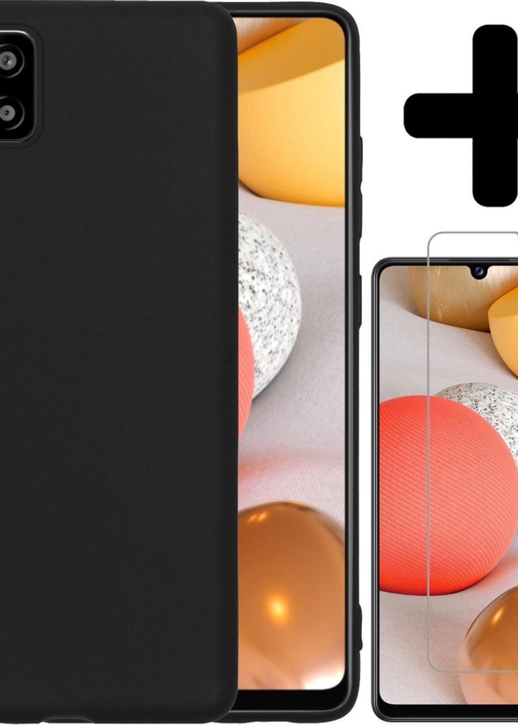 LUQ Hoesje Geschikt voor Samsung A42 Hoesje Siliconen Case Met Screenprotector - Hoes Geschikt voor Samsung Galaxy A42 Hoes Siliconen - Zwart