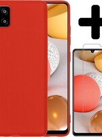 LUQ LUQ Samsung Galaxy A42 hoesje siliconen rood + screenprotector