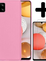 LUQ LUQ Samsung Galaxy A42 hoesje siliconen lichtroze + screenprotector