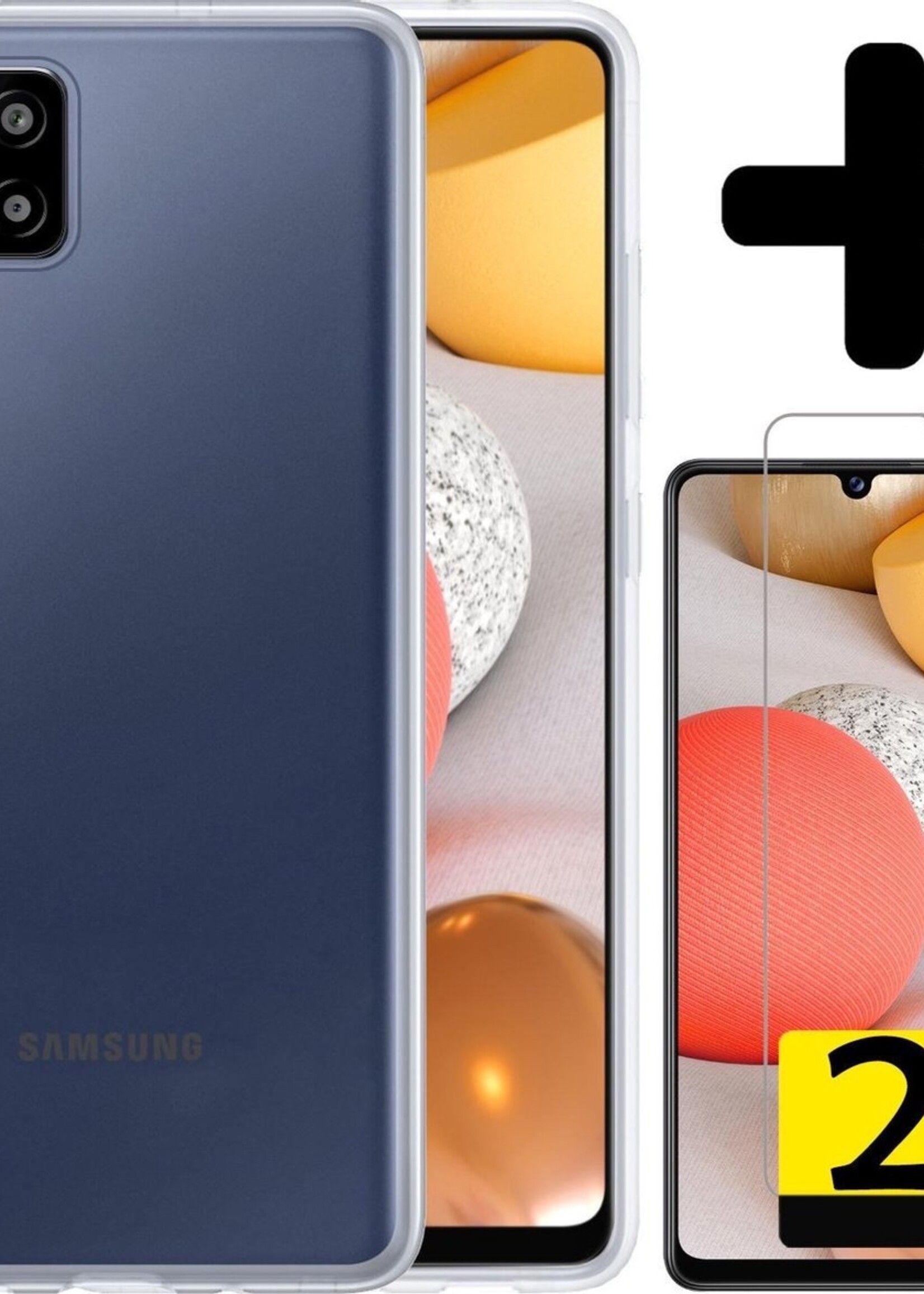 LUQ Hoesje Geschikt voor Samsung A42 Hoesje Siliconen Case Met 2x Screenprotector - Hoes Geschikt voor Samsung Galaxy A42 Hoes Siliconen - Transparant