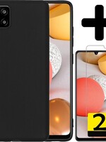 LUQ LUQ Samsung Galaxy A42 hoesje siliconen zwart + 2x screenprotector