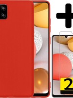 LUQ LUQ Samsung Galaxy A42 hoesje siliconen rood + 2x screenprotector