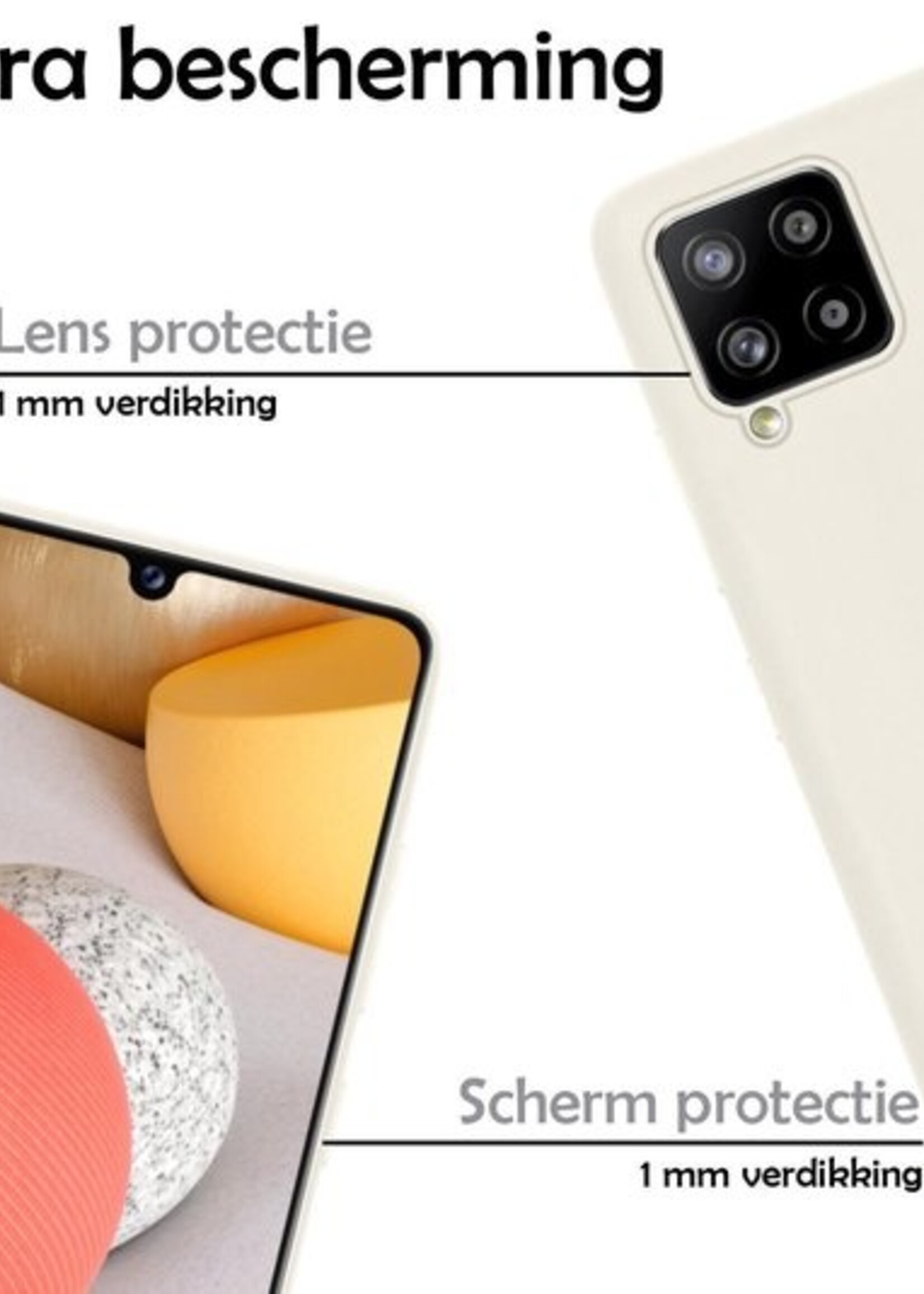 LUQ Hoesje Geschikt voor Samsung A42 Hoesje Siliconen Case Met 2x Screenprotector - Hoes Geschikt voor Samsung Galaxy A42 Hoes Siliconen - Wit