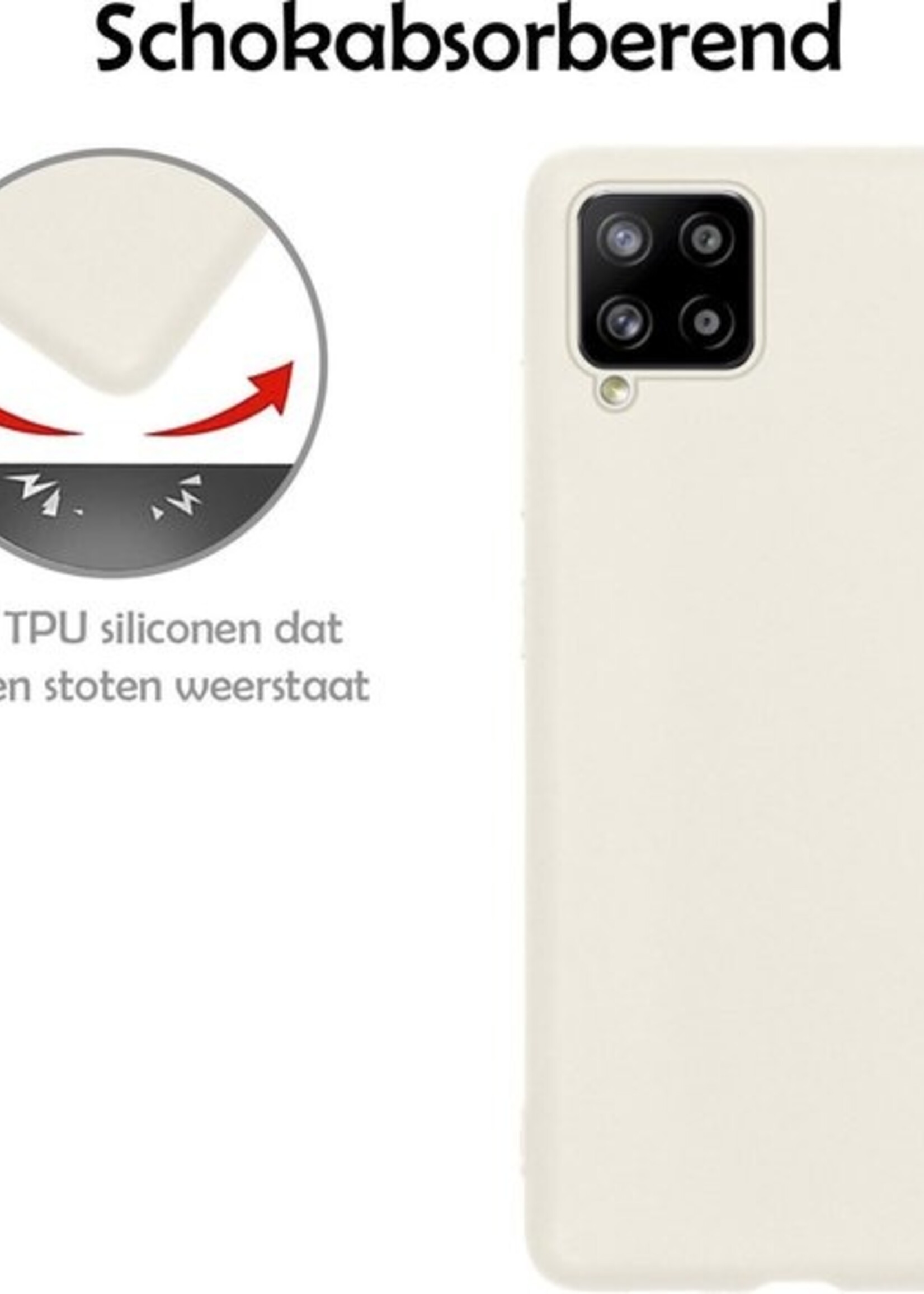 LUQ Hoesje Geschikt voor Samsung A42 Hoesje Siliconen Case Met 2x Screenprotector - Hoes Geschikt voor Samsung Galaxy A42 Hoes Siliconen - Wit