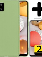 LUQ LUQ Samsung Galaxy A42 hoesje siliconen groen + 2x screenprotector